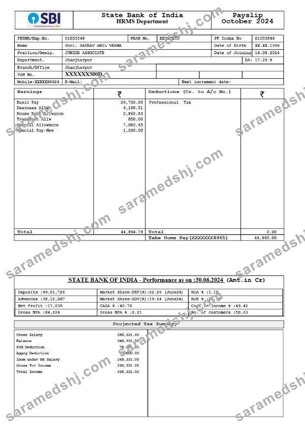 State Bank of India payslip template in Word and PDF formats.pdf, 1